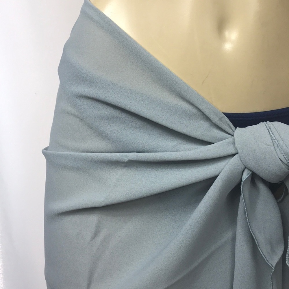 Zuliana Grey Solid Color Tie Sarong. Made In USA. New With Tags - Picture 3 of 3